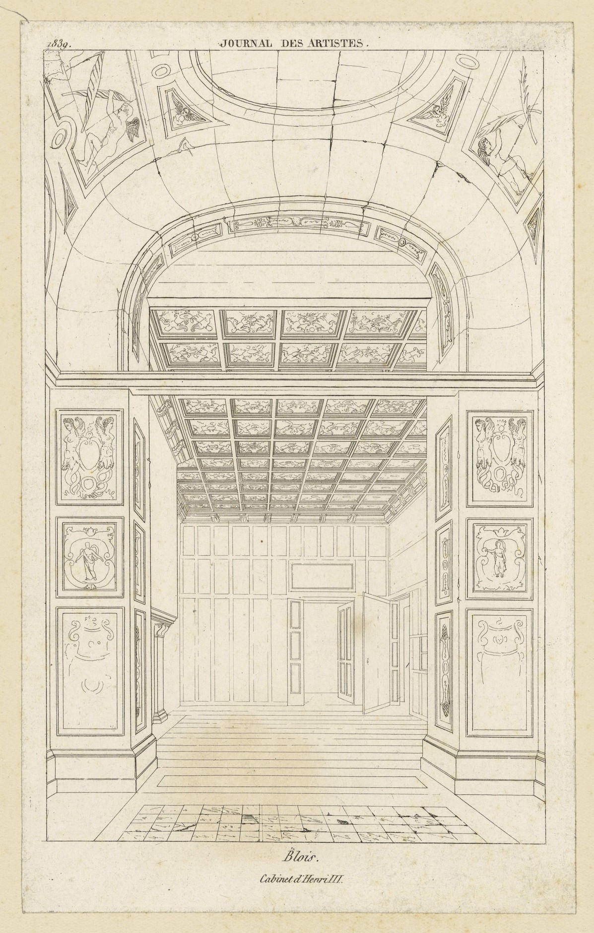 Château de Blois, le cabinet du roi, gravure extraite du Journal des Artistes, 1839