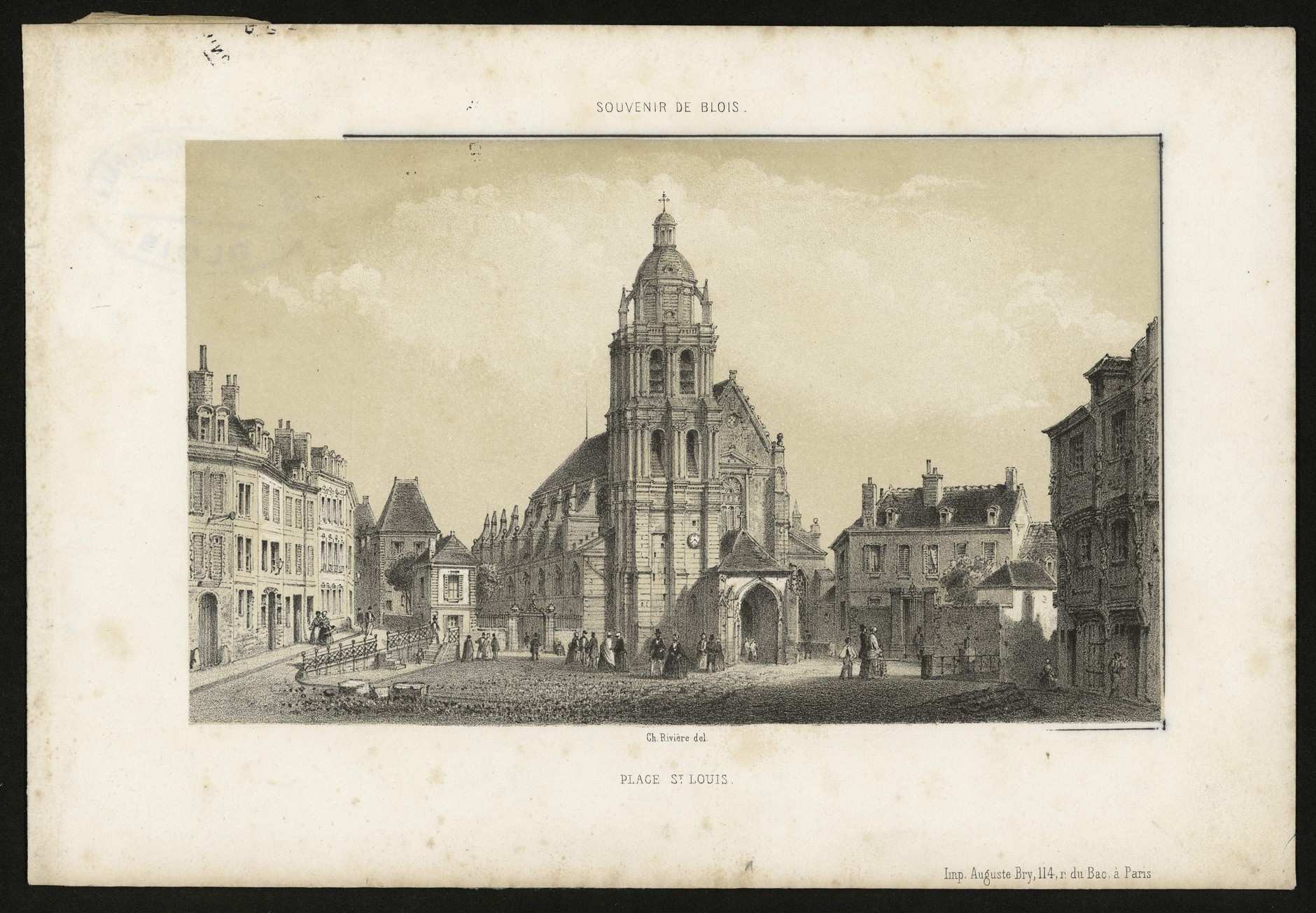 Ch. Rivière, La place Saint-Louis, lithographie vers 1855