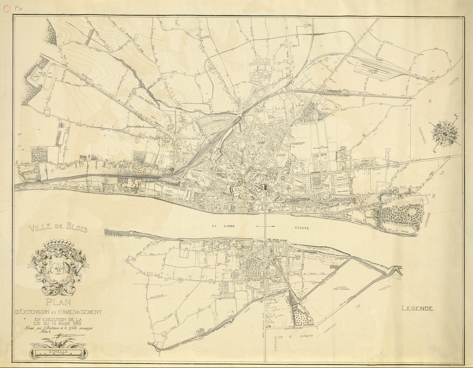 Plan d'extension et d'aménagement de Blois, vers 1925