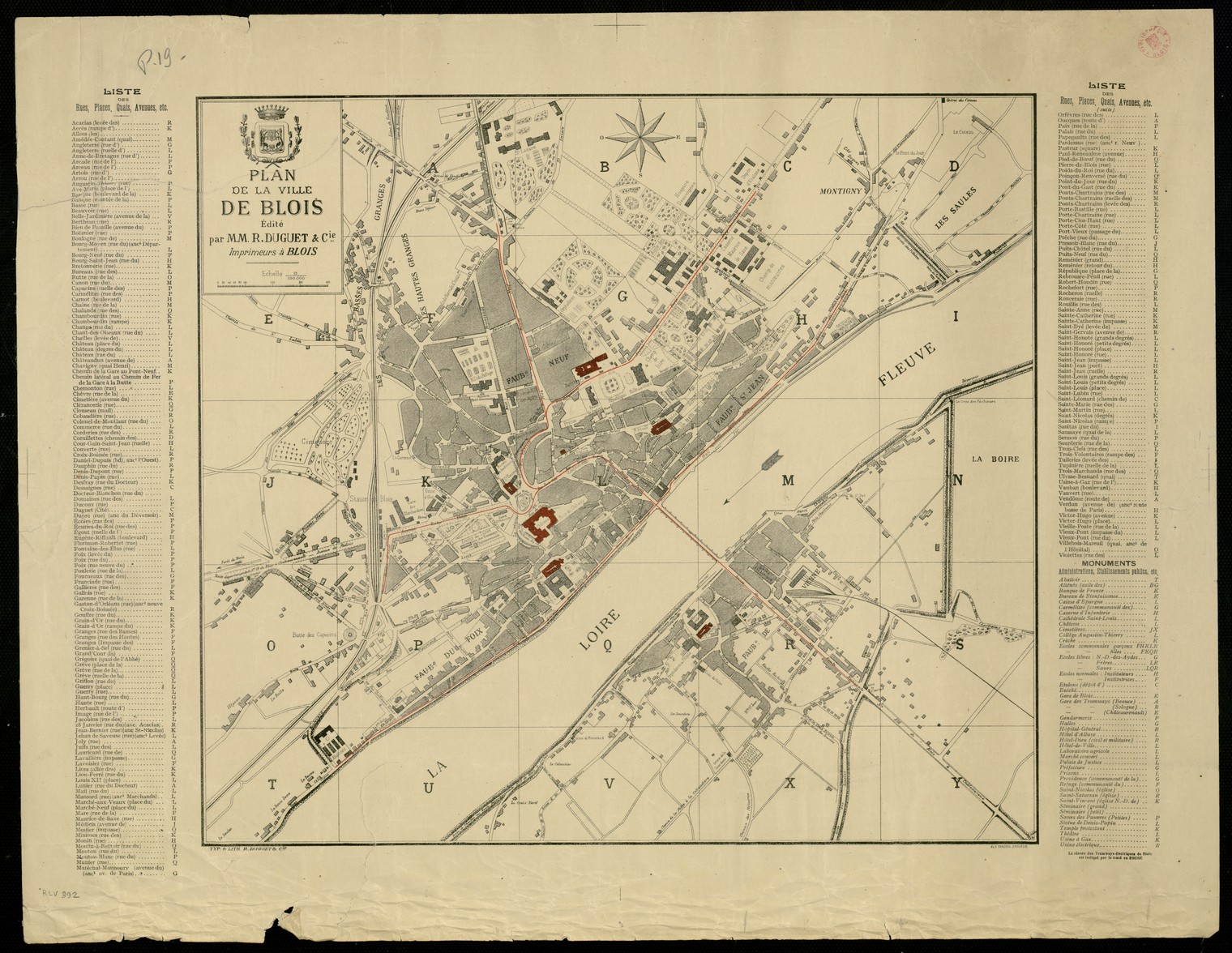 Duguet, plan de Blois, 1912
