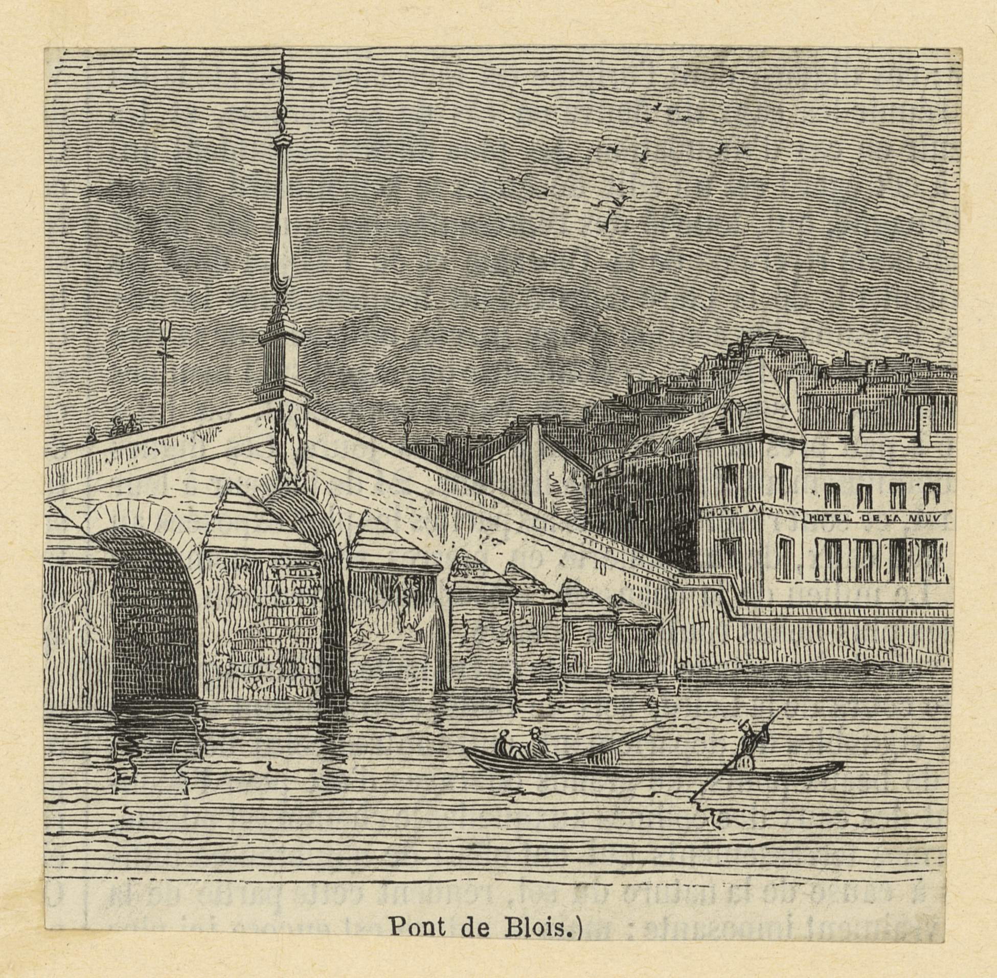 Anonyme, Le pont de Blois, gravure sur bois vers 1870