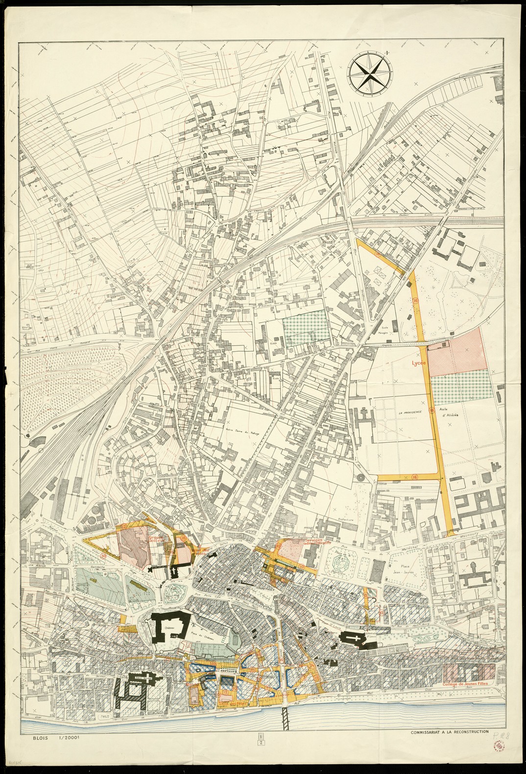 Plan pour la reconstruction de Blois, 1945