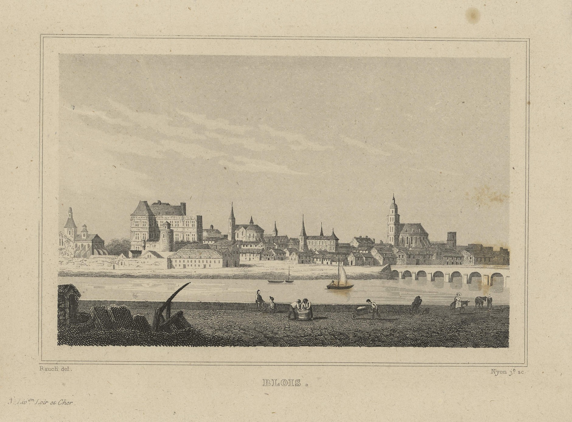 Rauch, Panorama de Blois, gravure sur acier vers 1825