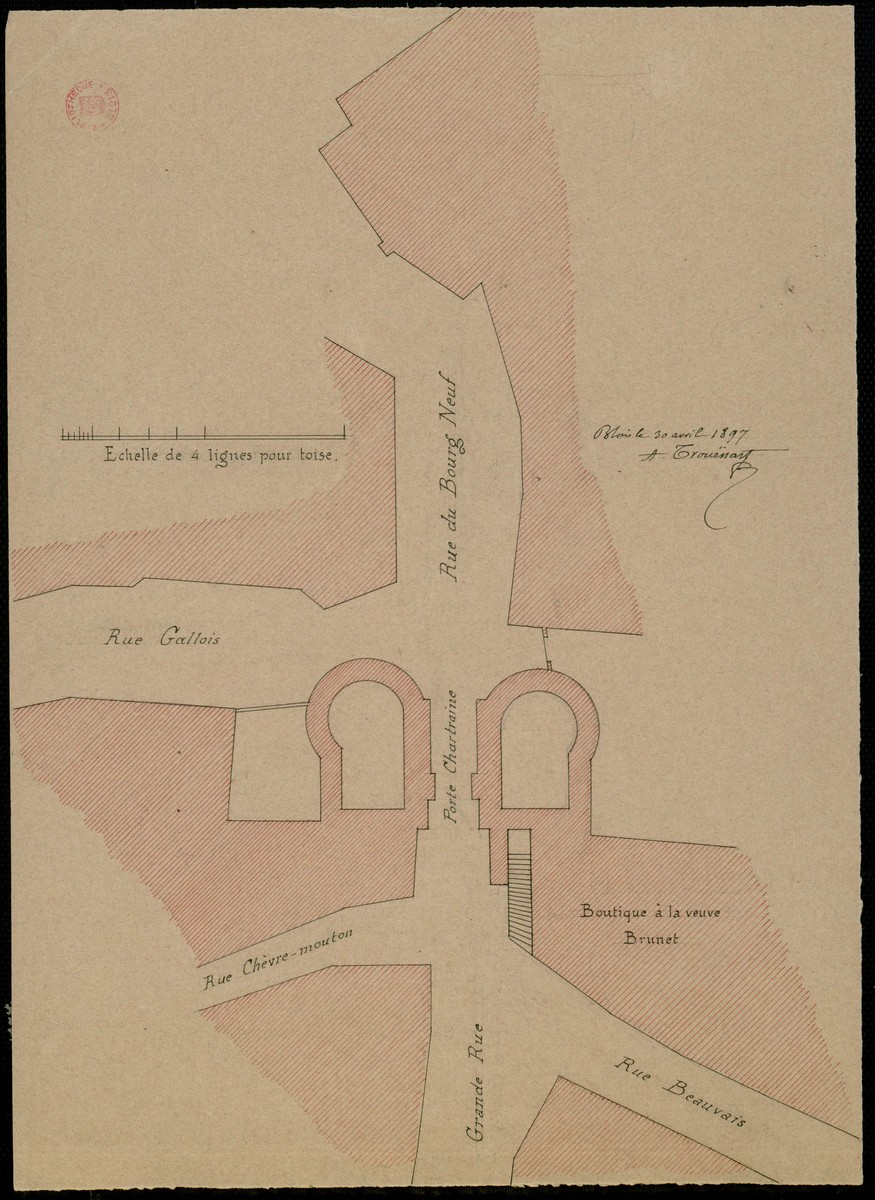 Blois, plan de la porte chartraine, époque révolutionnaire, copie par Trouessart, 1897