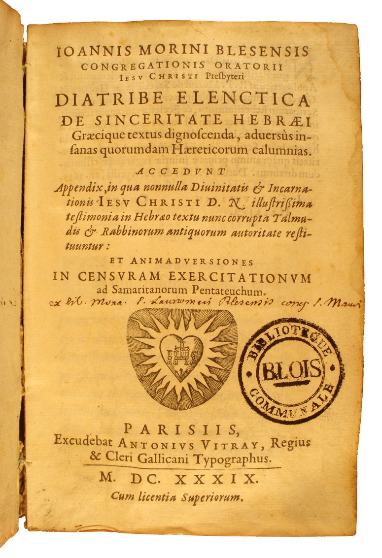 Jean Morin Diatribe elenctica, 1693