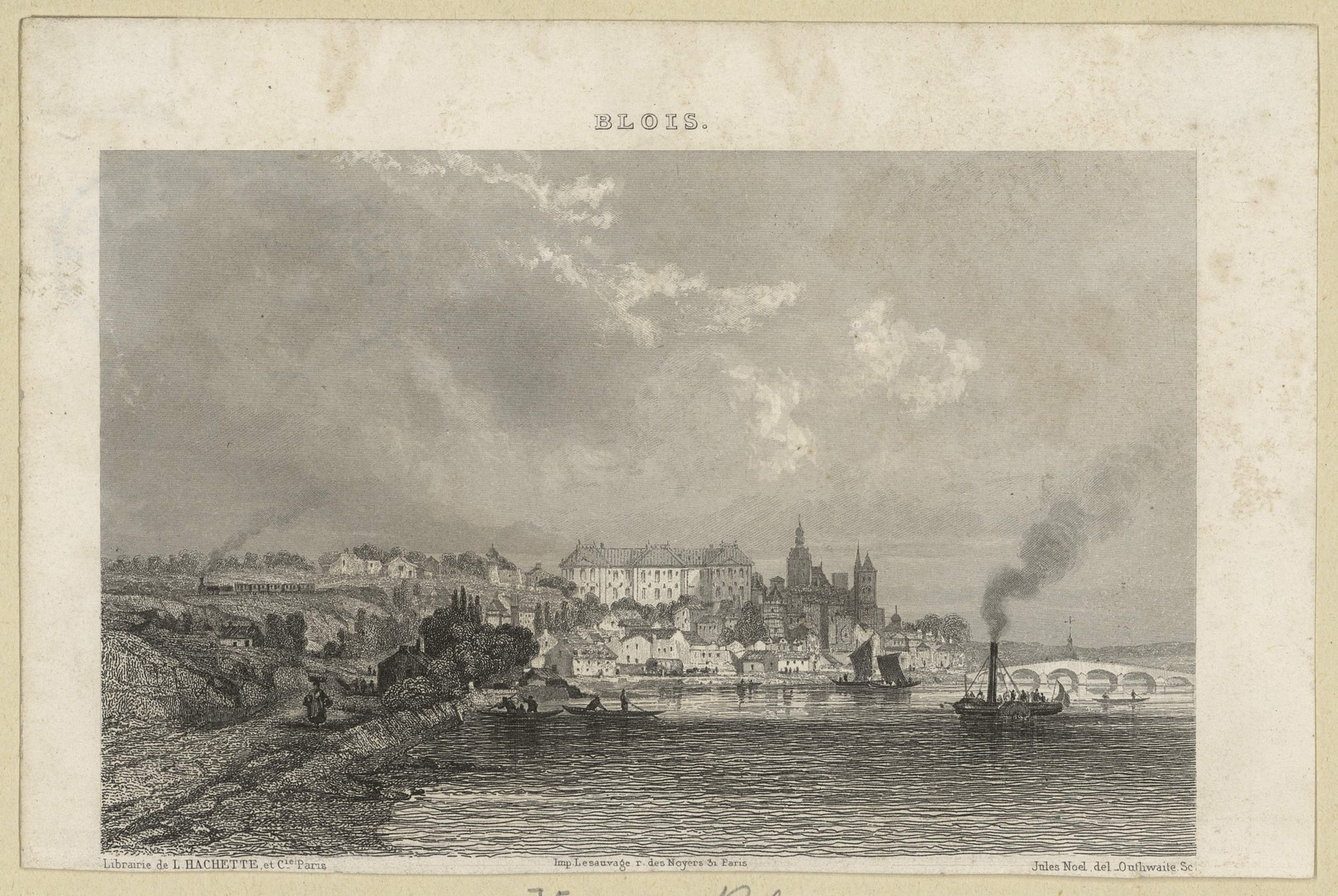 Jules Noël, Vue de Blois, gravure sur zinc, vers 1850