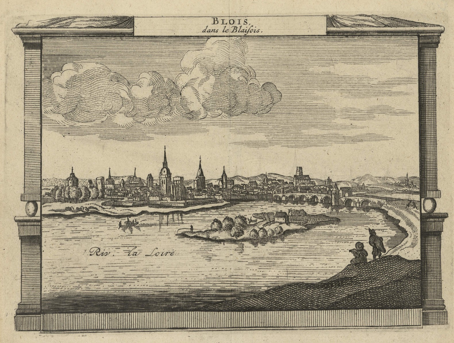 Vue de Blois d'après Jan Peeters, gravure sur cuivre vers 1725