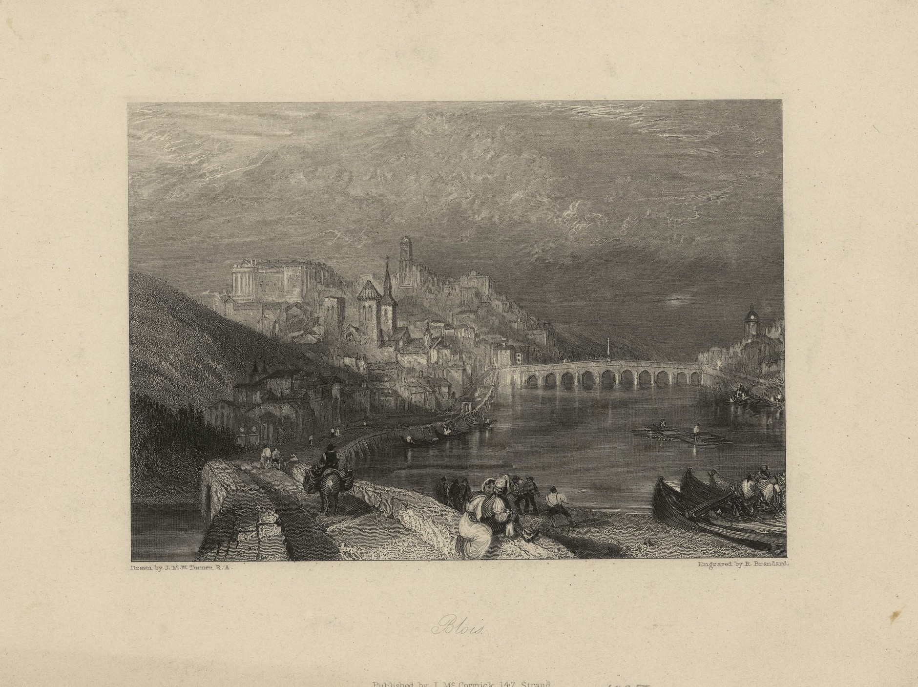 Joseph Mallord William Turner, Vue de Blois, gravure sur acier, vers 1835