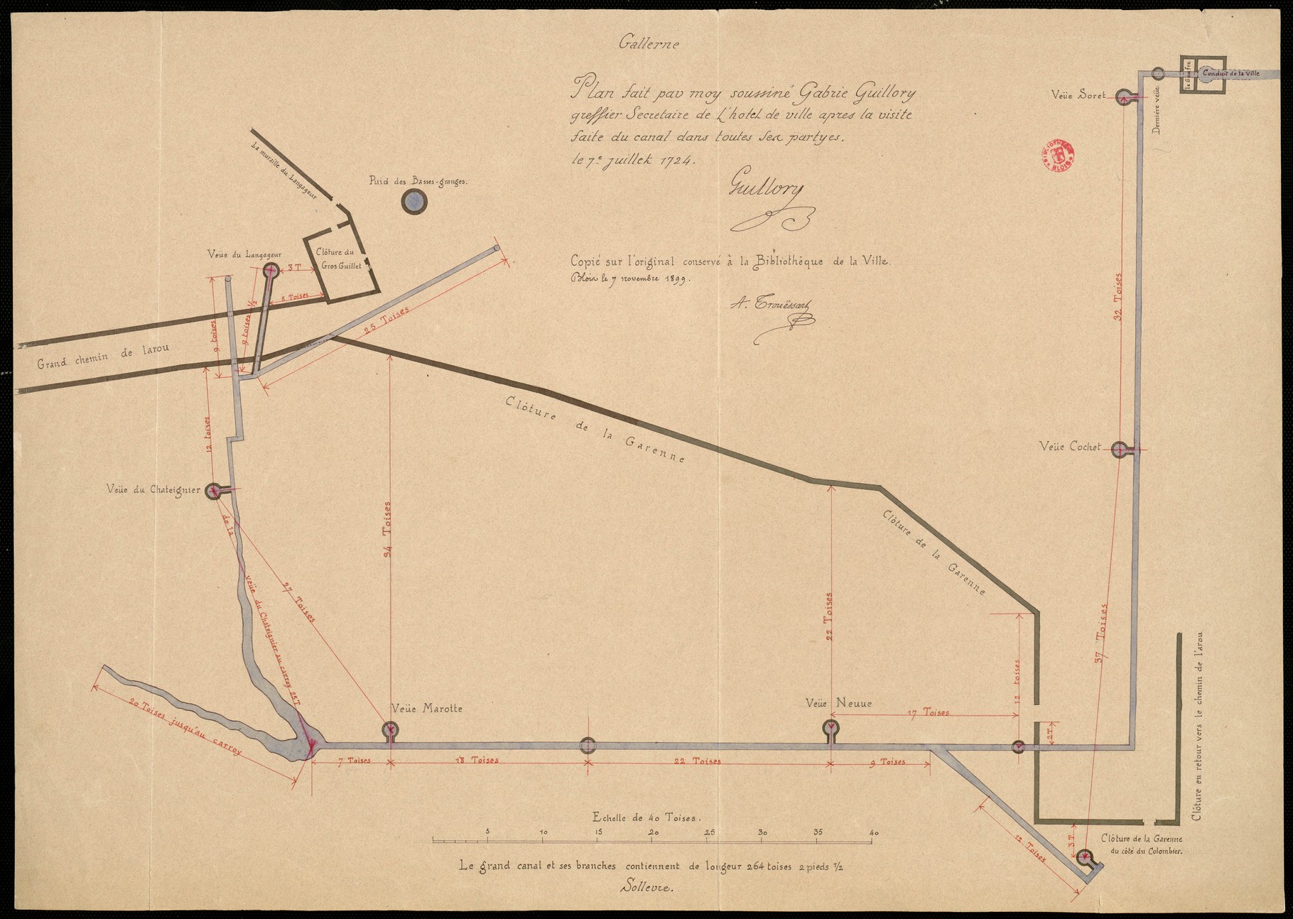 Guillory, Canal des fontaines de Blois, 1724, copie par Trouessart