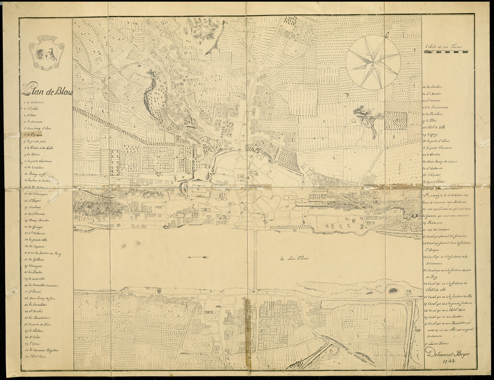 Boyer, Plan de Blois, 1743, copie XXe siècle