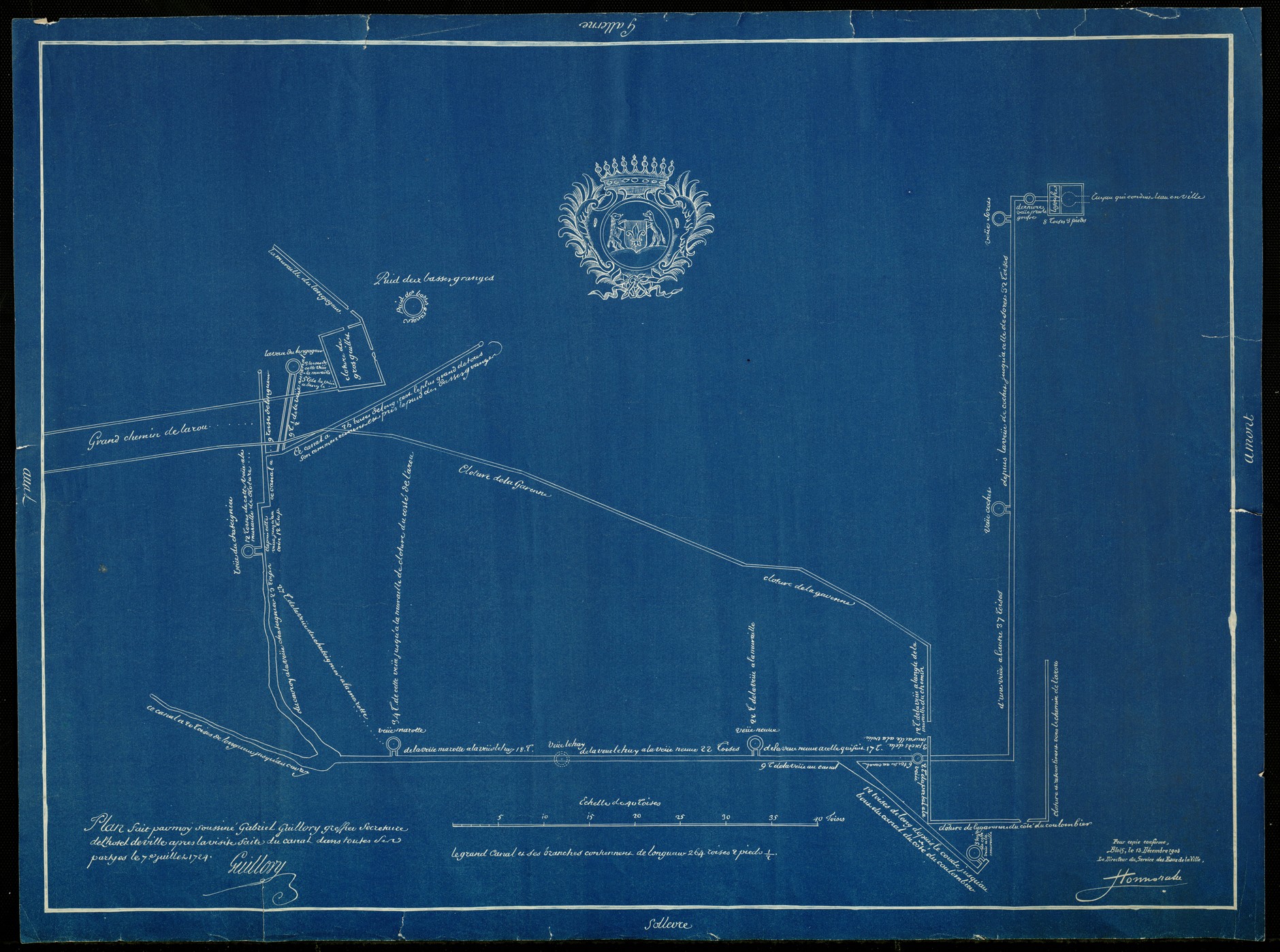 Guillory, Canal des fontaines de Blois, 1724, copie par Honnorat, 1903