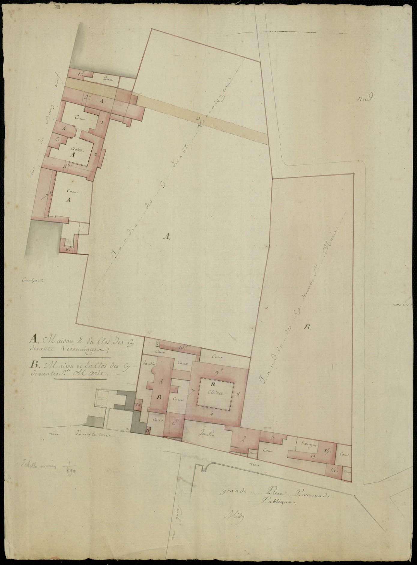 Blois, Maison et enclos des cy devant Véroniques, maison et enclos des cy devant Saintes Maries, fin du XVIIIe siècle