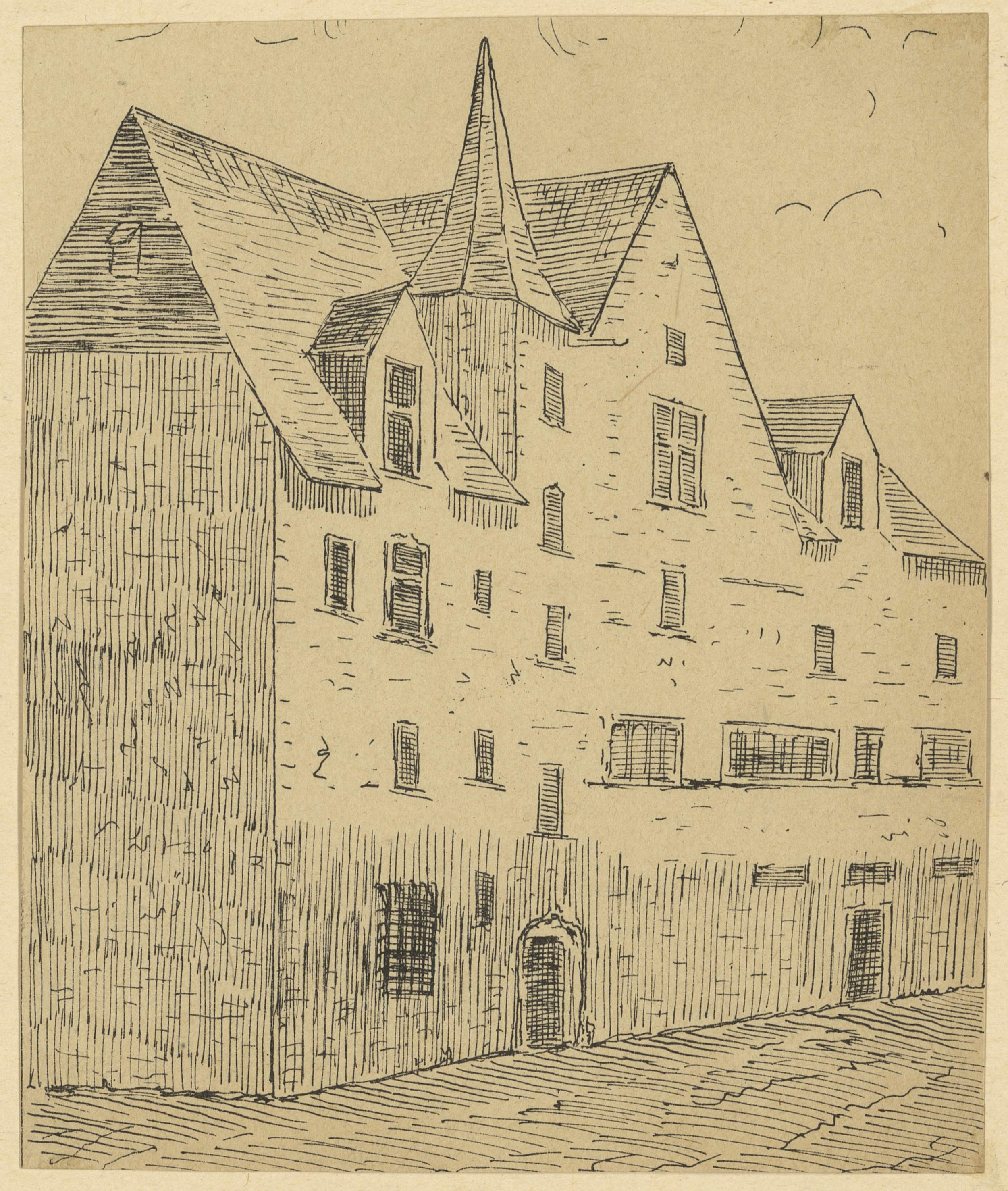 Anonyme, Blois, La greneterie de Marmoutier, rue Robert-Houdin, dessin à la plume vers 1880