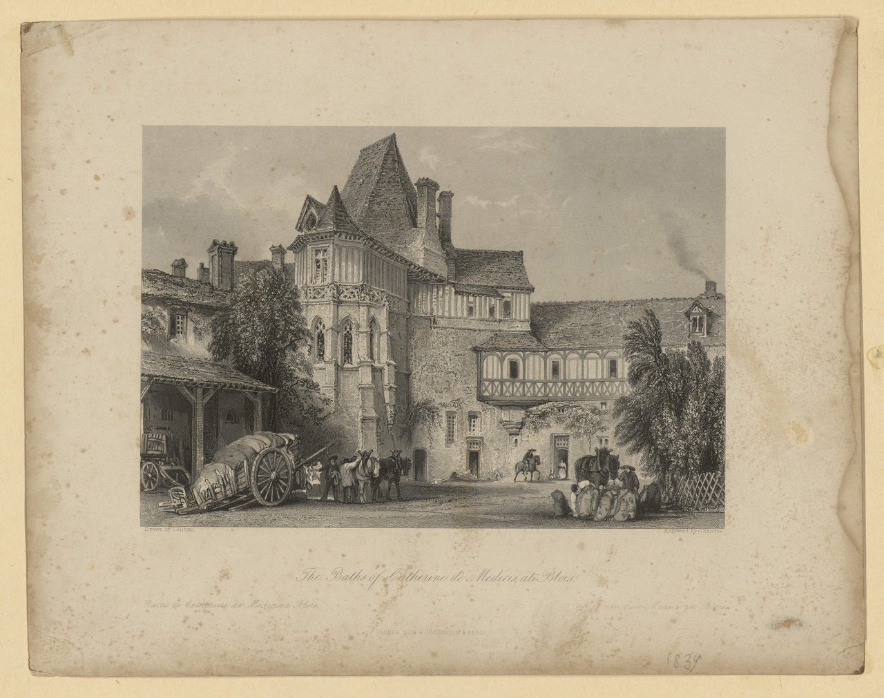 Thomas Allom, Le pavillon Anne de Bretagne à Blois, gravure vers 1840