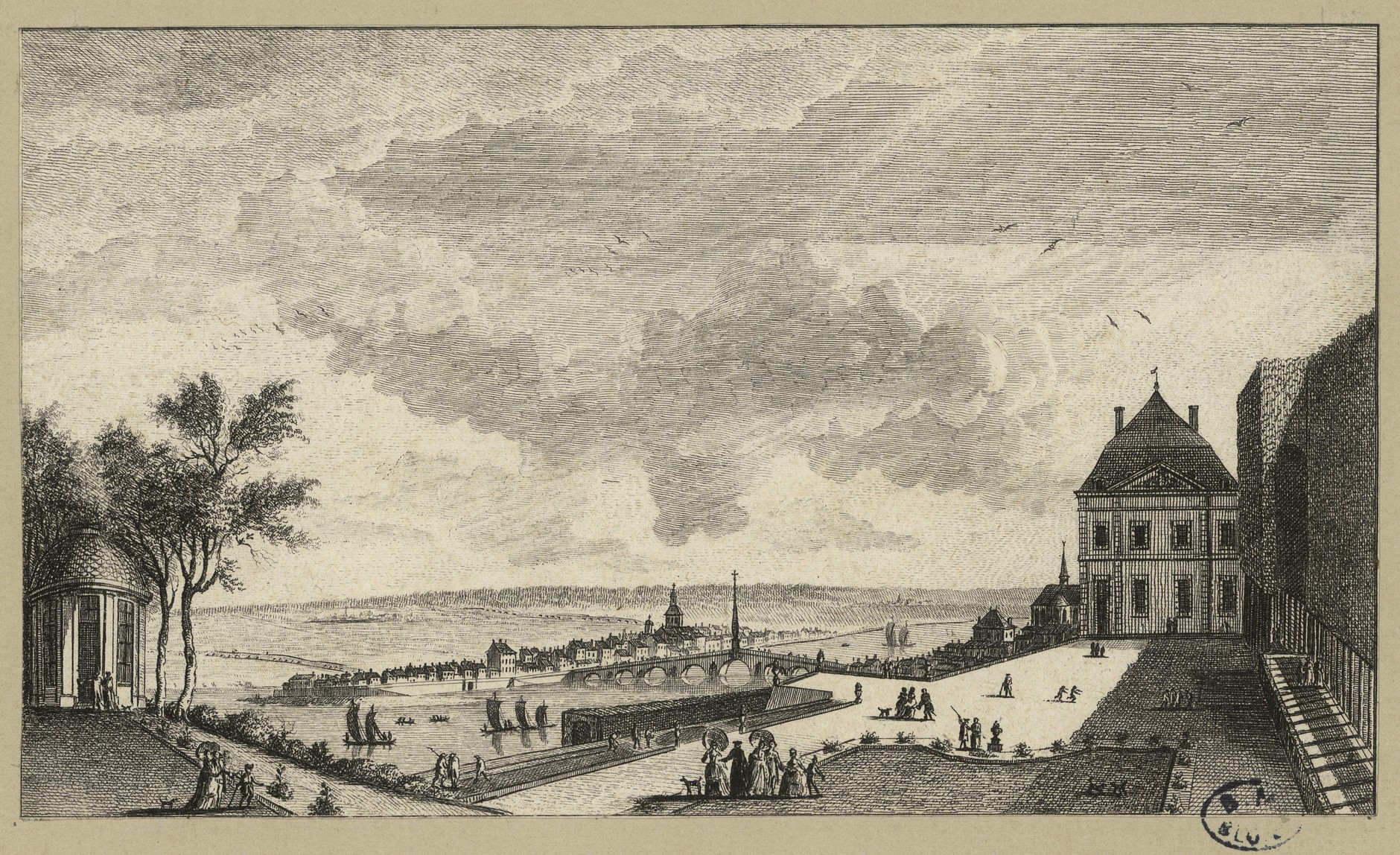 Charles Campion, La terrasse de l'évêché, eau forte, 1773