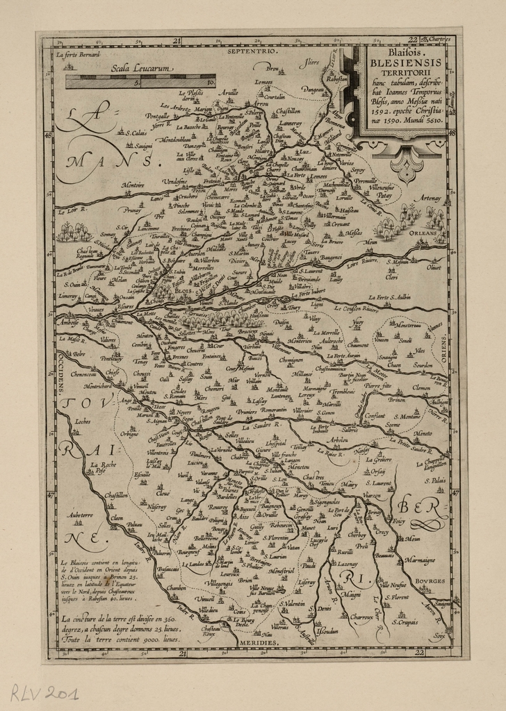Jean du Temps, Carte du Blésois, 1592