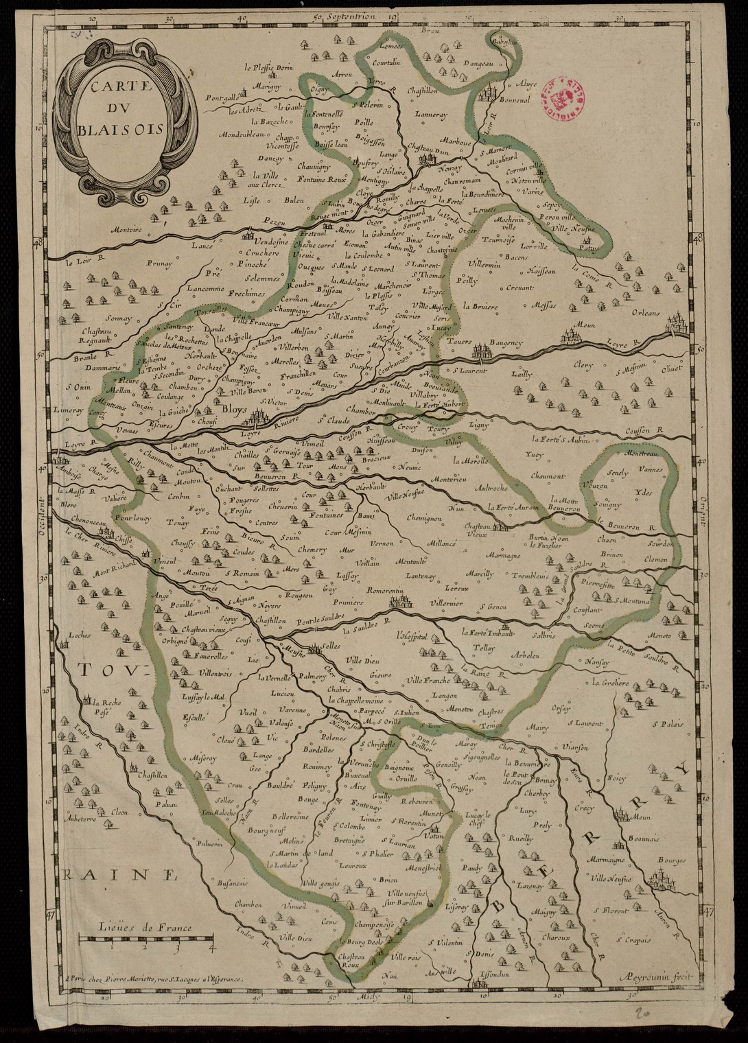 Carte du Blésois vers 1630