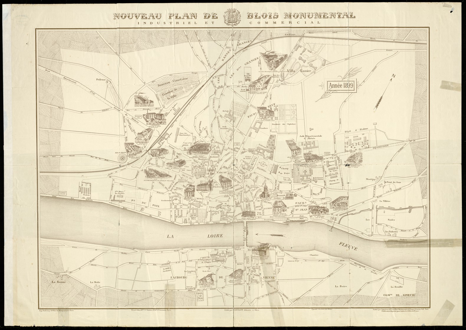 Contant, Nouveau plan de Blois monumental, industriel et commercial, 1899