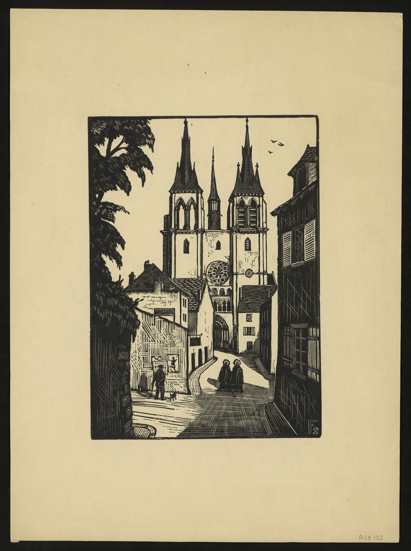 François Sage, Blois, l'église Saint-Nicolas, bois gravé, 1938