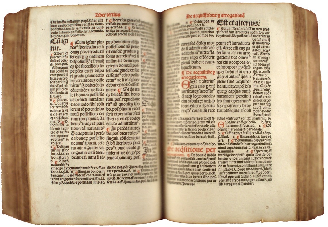 Justinien, Instituta cum divisionibus et summariis, 1495