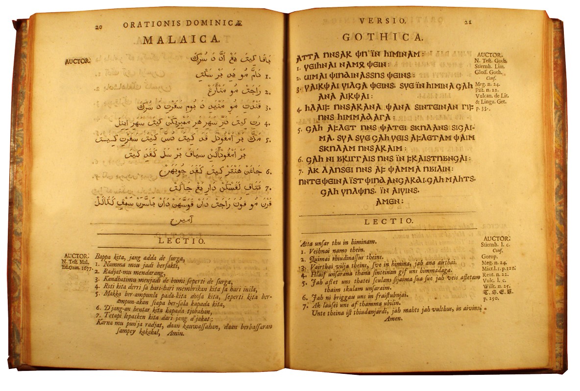Oratio dominica nimirum plus centum linguis, 1700 - Le Pater noster en malais et en caractères runiques
