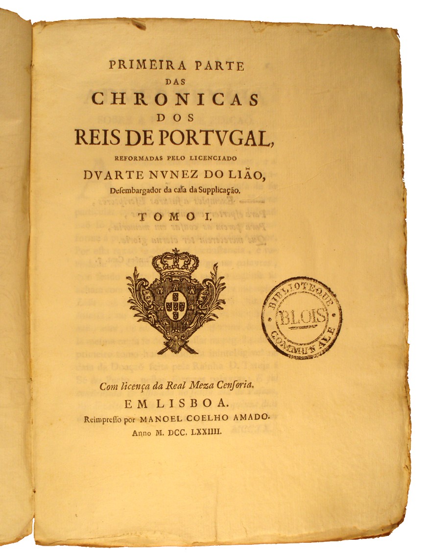 Nunes do Leao, Chronicas dos reis de Portugal, 1774