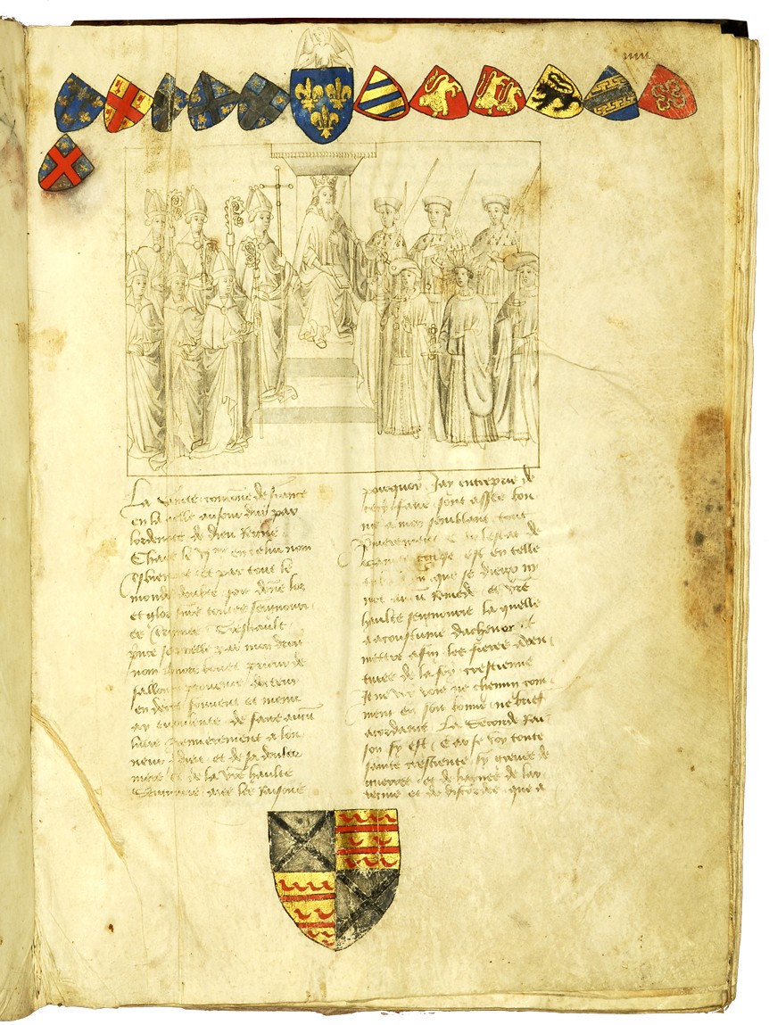 armes de Louis de Chantemerle, chambellan des ducs de Bourgogne sur Honoré Bonnet, l'arbre des batailles ca 1430