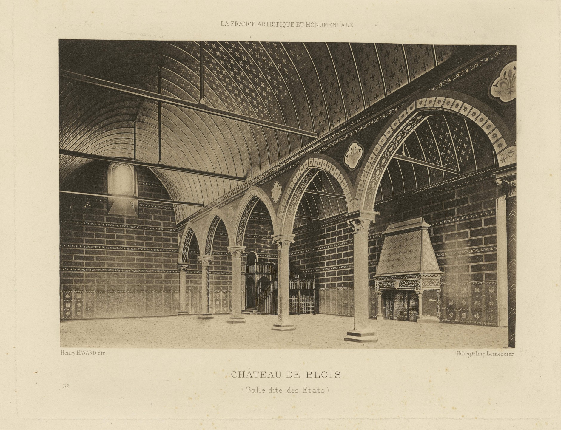 Château de Blois, La Salle des Etats, héliographie de Lemercier vers 1880